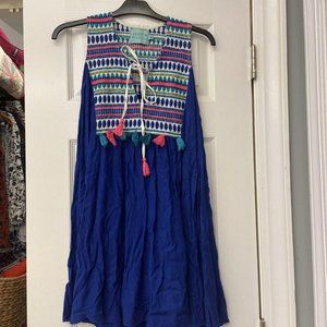 Judith March Boutique Royal Blue Embroidered Tassel Spring/Summer Dress. Size M